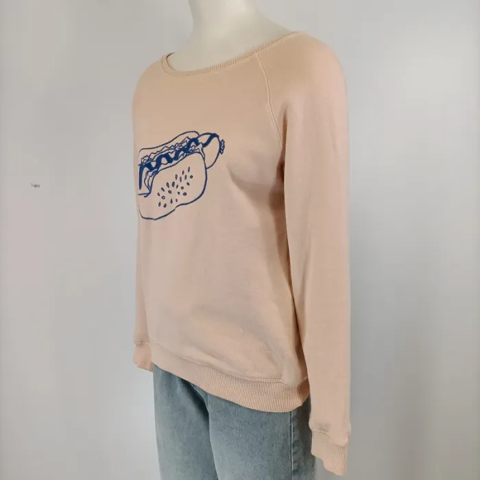 Pull à manches longues abricot avec un signe hot dog 100% coton taille M EDC A368 - photo numéro 2