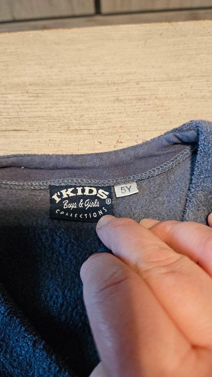 Gilet à manches longues cache coeur gris tirant sur le bleu, style épongz, I'Kids, 5 ans - photo numéro 6