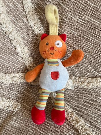 Peluche doudou 16cm bébé 9 chat orange et blanc très bon état