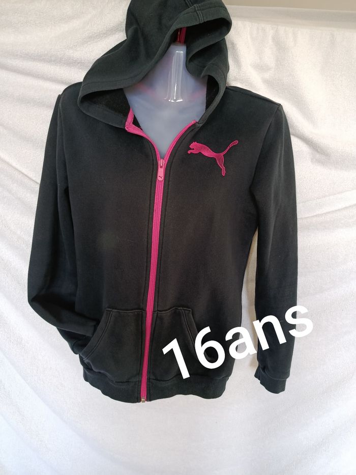 Veste puma noire et rose