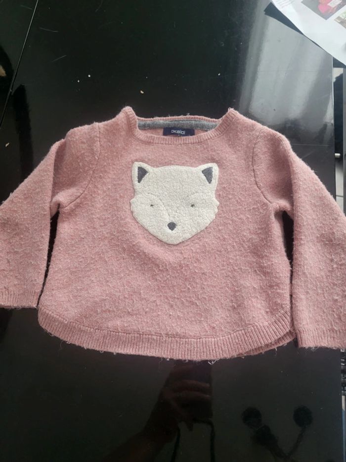 Pull rose okaidi 2 ans