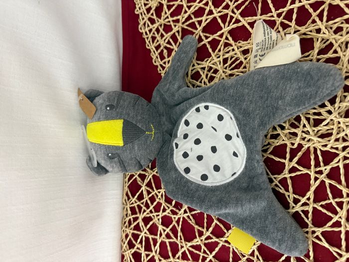 Doudou Plat/Mouchoir Tigre/Chat Gris Jaune Blanc Pois Noirs - Prémaman Orchestra - photo numéro 3