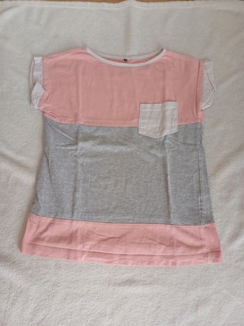 T-shirt gris et rose 10 ans