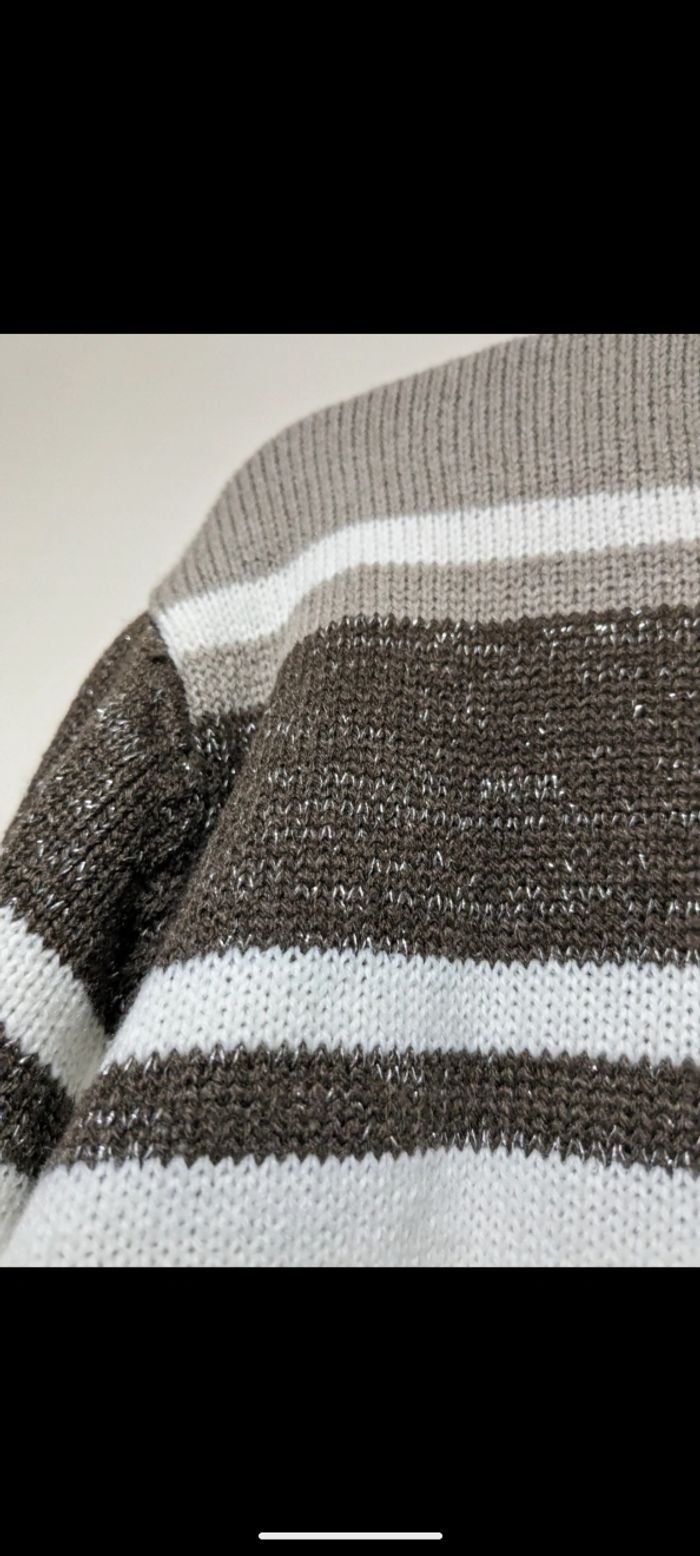Pull col roulé vintage Women Only à rayures marron. Taille XL - photo numéro 5