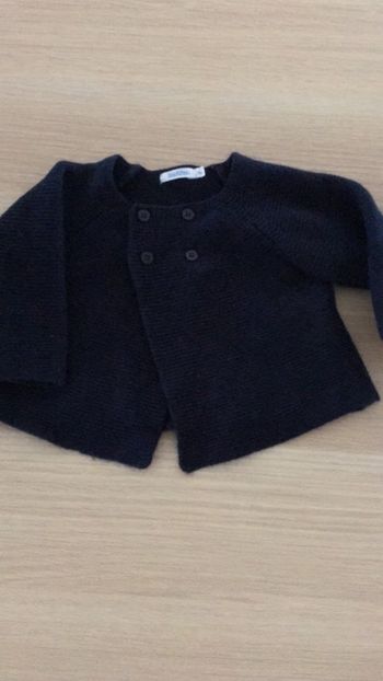 Gilet point mousse bleu marine avec laine