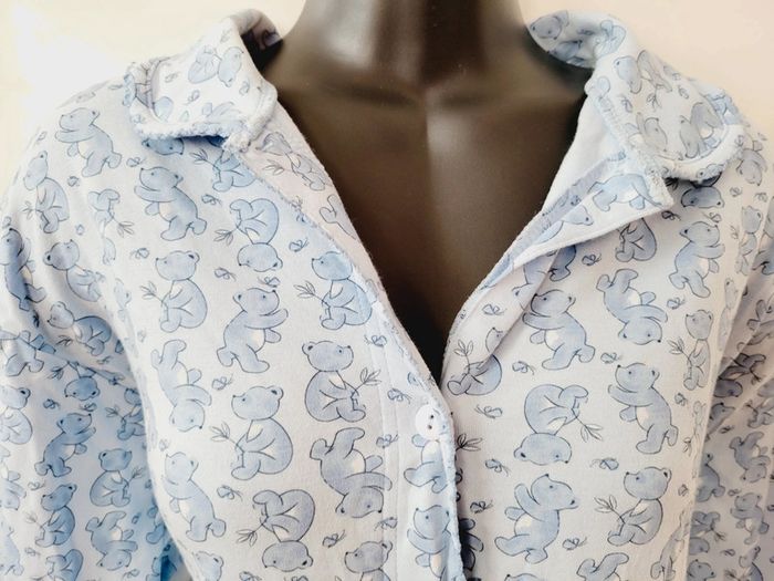 Pyjama chemise de nuit robe de chambre tenue de nuit nounours bleu coquette coton taille S 36 - photo numéro 4