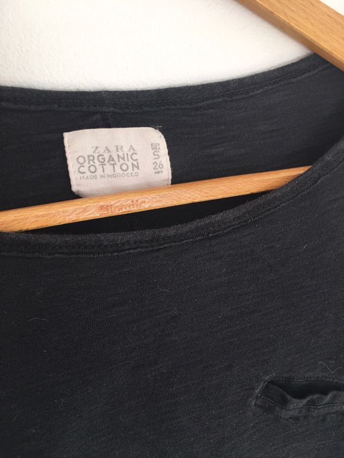 Petit haut col rond manches longues noir zara 100% coton taille S - photo numéro 3