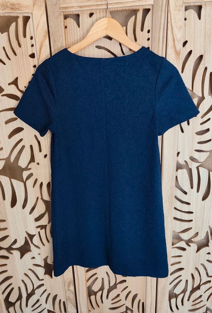 Mini-robe bleu marine à motif floral en relief Taille S Atmosphère - photo numéro 8