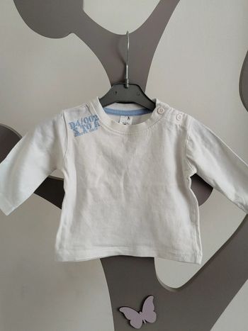 Tee-shirt manches longues blanc Baby Club taille 3 mois