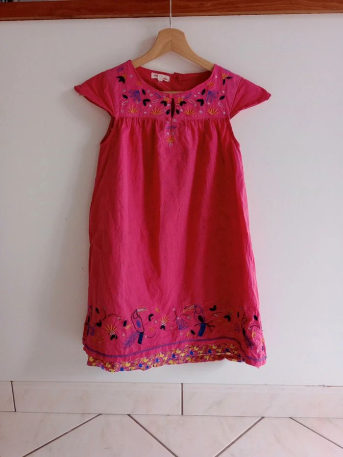 Robe 10 ans rose broderie pélican c85