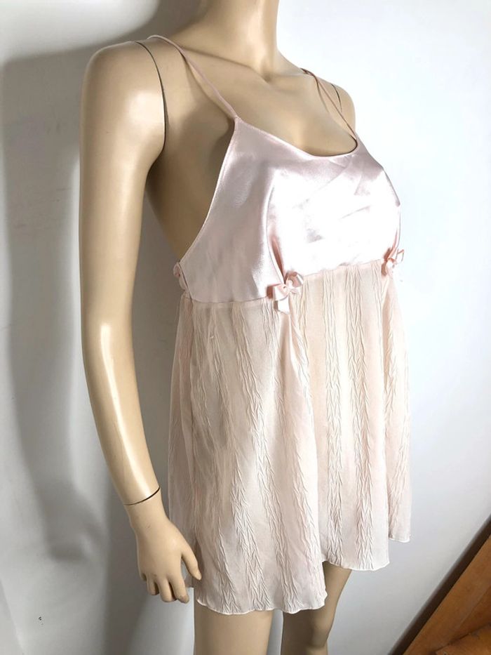 Jolie nuisette satin vintage rose taille 42/44/46 estimée, voir mesure. - photo numéro 3
