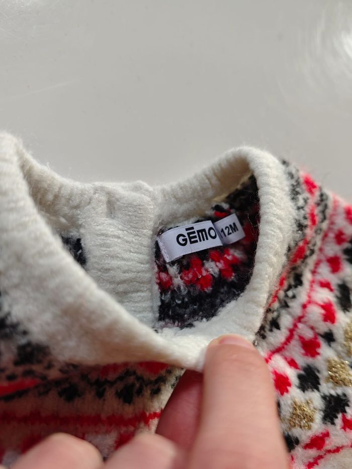 Pull de noël Blanc épais et chaud Gémo 12 mois - photo numéro 3