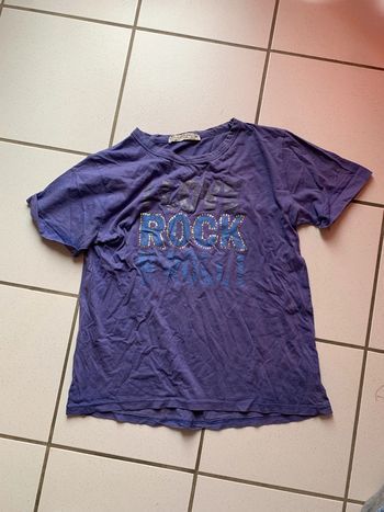 tee shirt violet strass taille 4