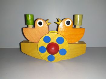 Jouet bois oiseaux bascule vintage déco