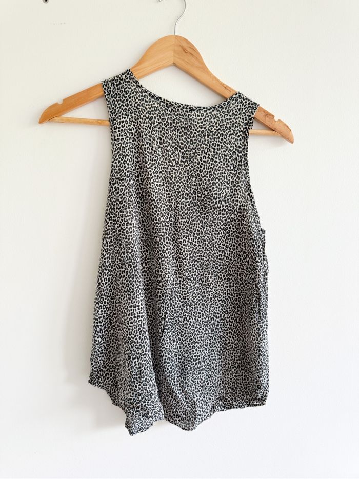 Blouse sans manches noir gris à motifs cache-cache taille 34 XS - photo numéro 2