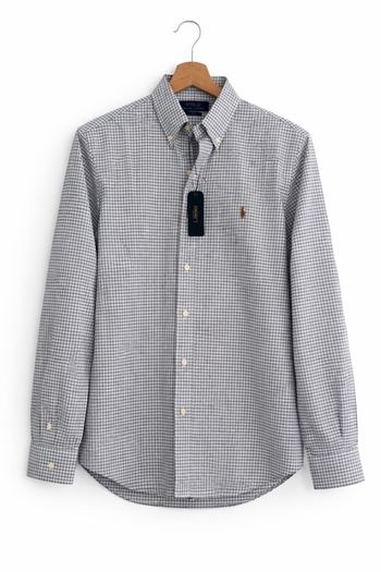 Chemise Ralph Lauren slim fit à carreaux gris – neuve avec étiquette