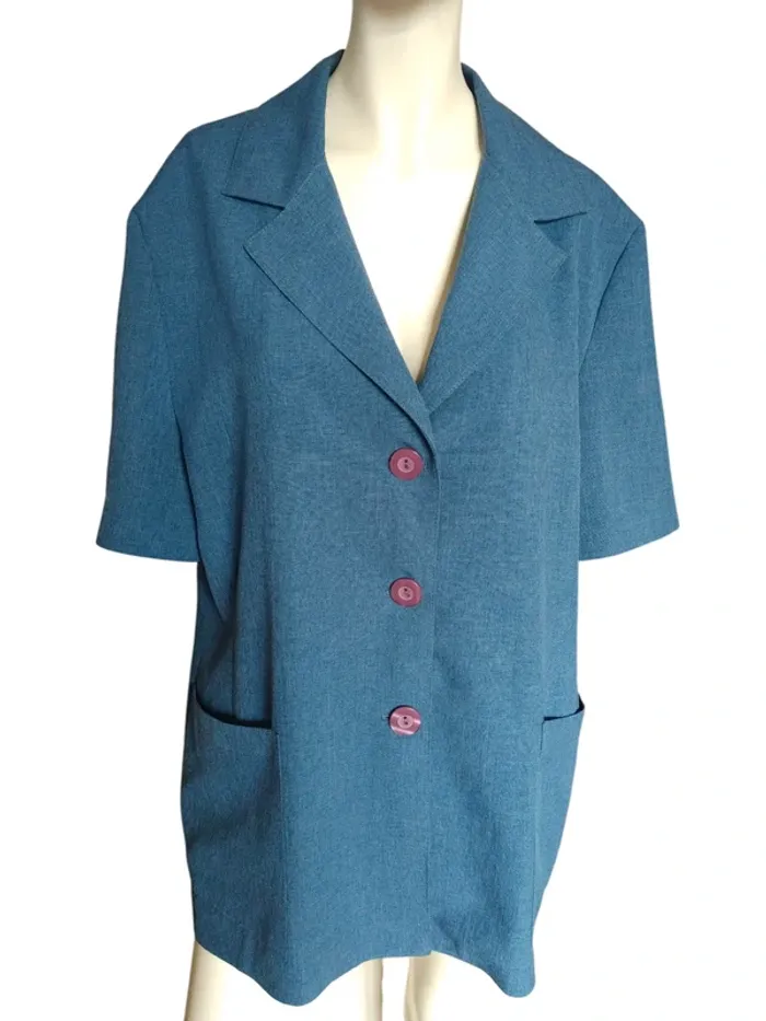 Veste jacket manches courtes printemps été toile bleue blue spring summer