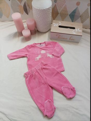 Pyjama deux pièces velours licornes Orchestra fille 6 mois