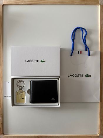 Coffret Lacoste neuf – Portefeuille noir + porte-clés