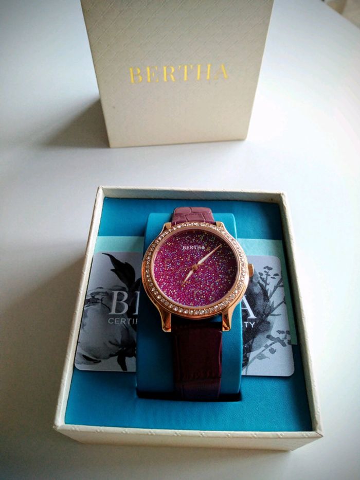 Montre bertha à quartz Prune et doré rose - photo numéro 2
