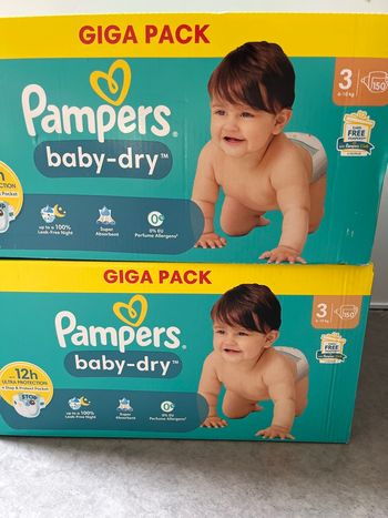 2 cartons couches giga pack taille 3