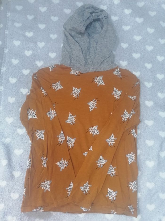 T-shirt manches longues à capuche garçon 12 ans - photo numéro 2