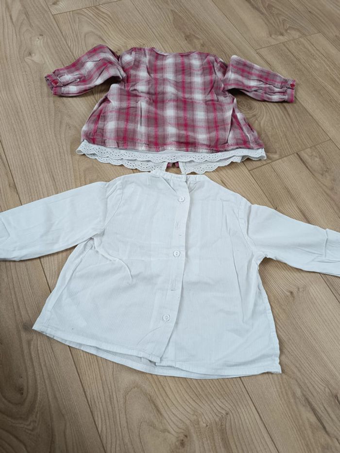 Lot 2 chemises manches longues 6 mois fille - photo numéro 2
