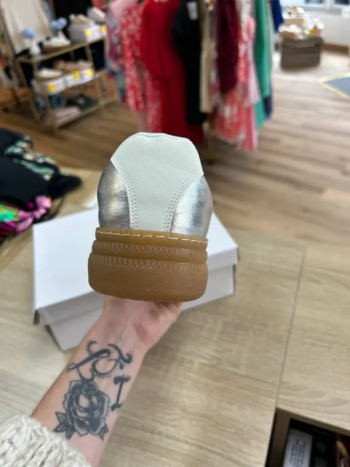 Basket femme taille 37 chaussures femme blanc et argent tennis femme 37 - photo numéro 4