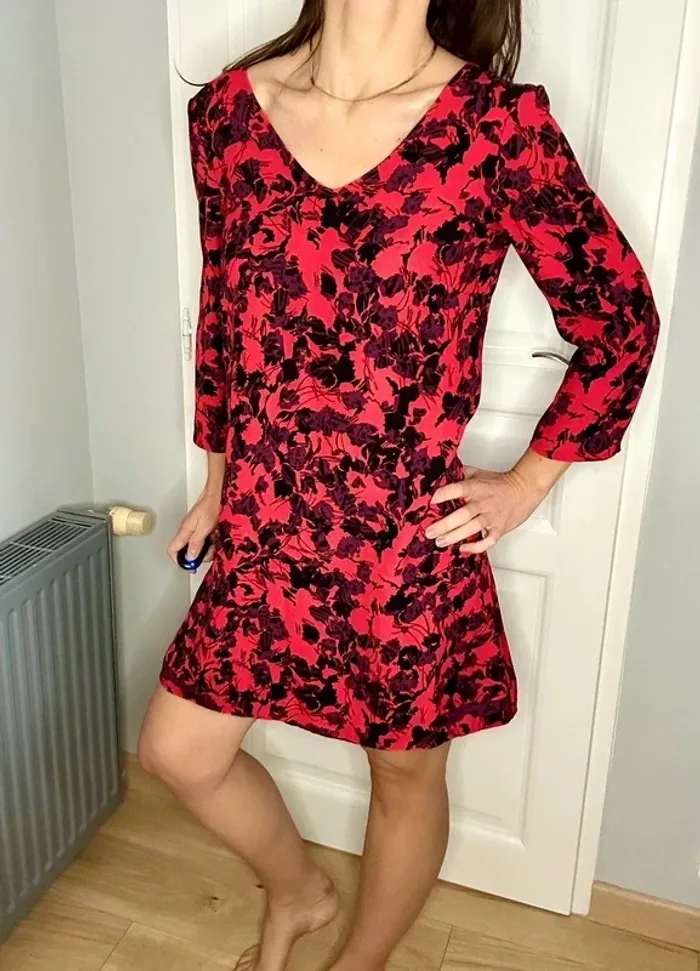 Robe rouge fluide imprimé fleuri – Promod (T 36 / S) - photo numéro 6
