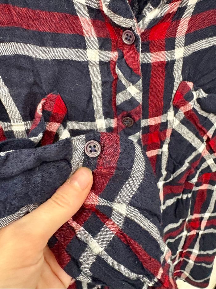 Chemise à carreaux bleue, blanc et rouge en viscose Camaïeu - Taille 42 - photo numéro 4