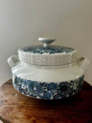 Sublime soupière à fleurs bleues en porcelaine espagnole Pontesa