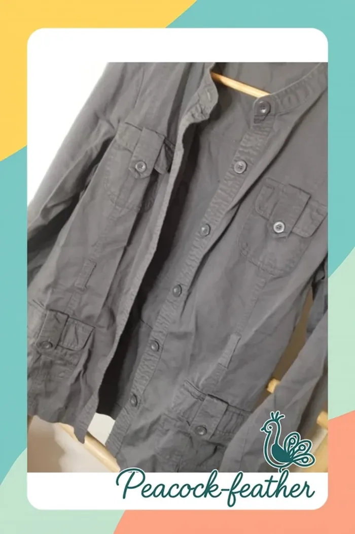 Veste saharienne grise Kiabi 40 - photo numéro 8
