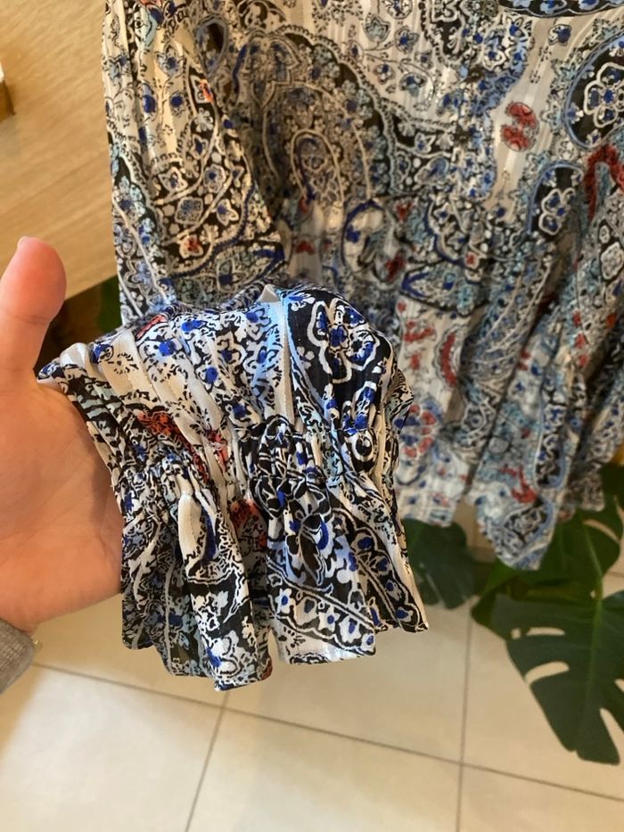 Blouse zara taille XS bohème bleu et blanche - photo numéro 2