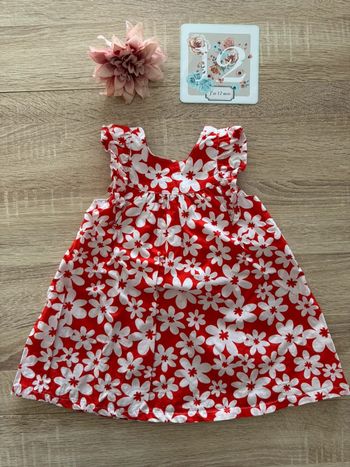 Robe rouge à fleurs Orchestra 18 mois TBE
