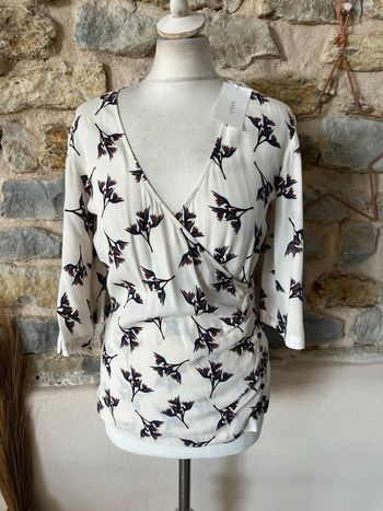 Blouse écrue à fleurs Bash M neuve
