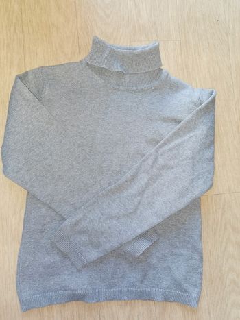 Pull col roulè gris