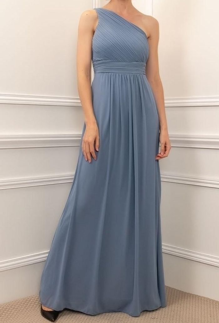 robe de soirée longue 1 bretelle bleu jean taille 40 - photo numéro 2