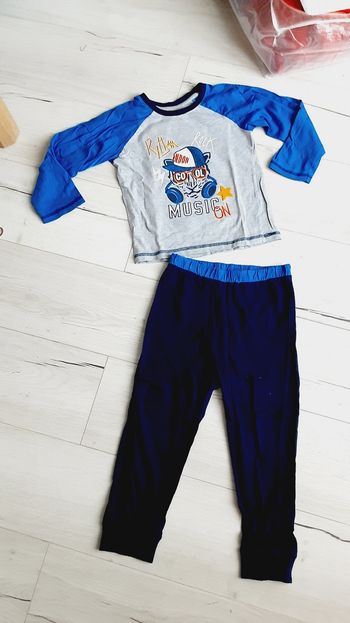 Vêtement garçon pyjama pantalon bleu et gris Tissaia 6 ans