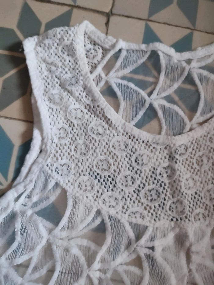 Débardeur blanc ample transparent taille M - photo numéro 3