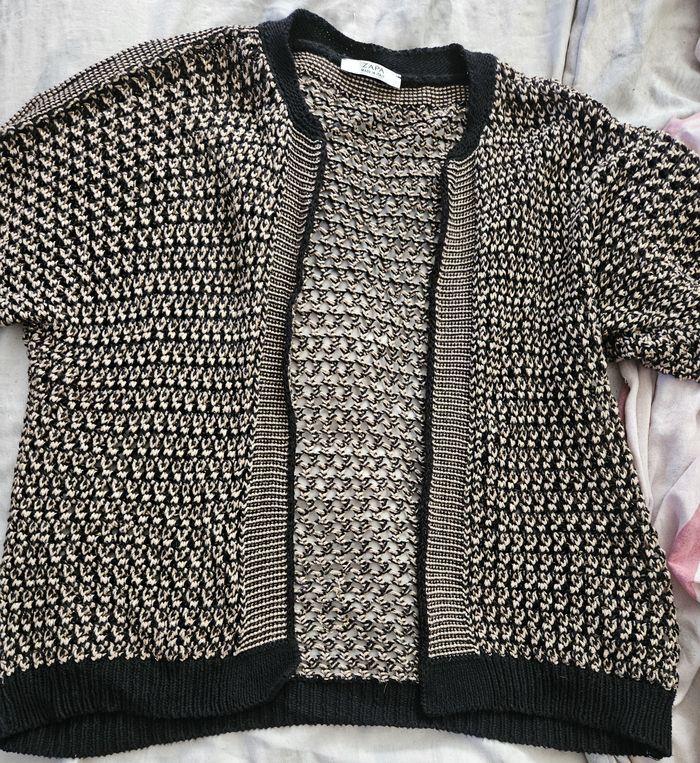 Gilet en maille marron et noir