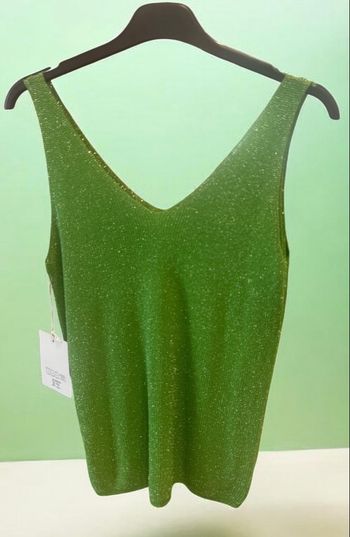 Débardeur vert Brésil pailleté 