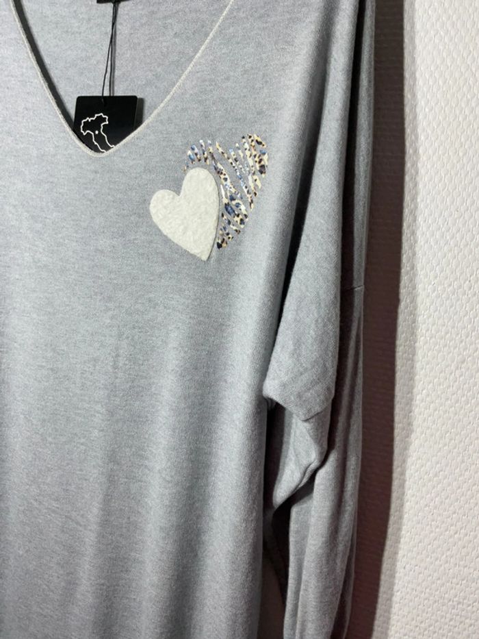 Pull « double cœurs » femme taille unique (36-44)- vivichy - neuf ave étiquette - photo numéro 2