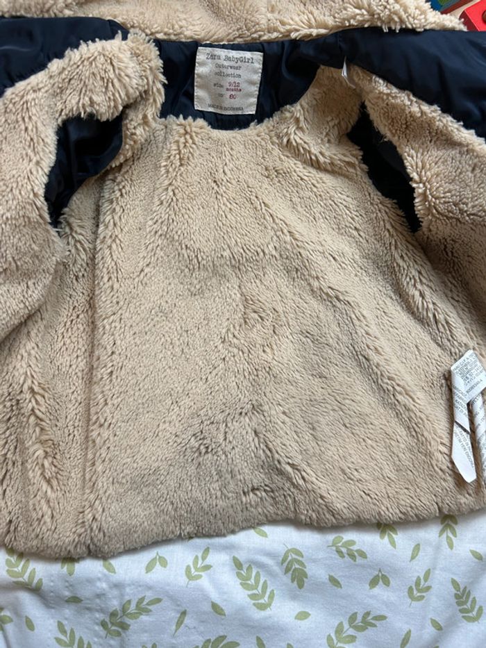 doudoune à capuche doublée polaire bleu marine 9/12 mois zara - photo numéro 4