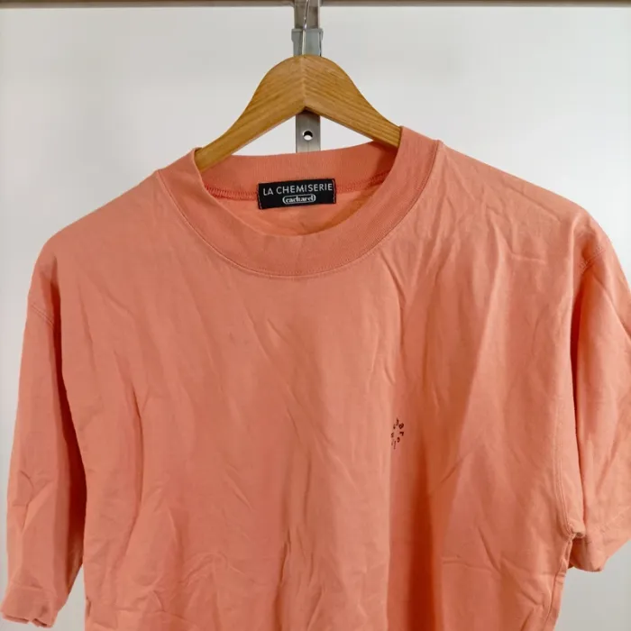 T-shirt orange corail La Chemiserie Cacharel homme col rond taille L A1385 - photo numéro 2