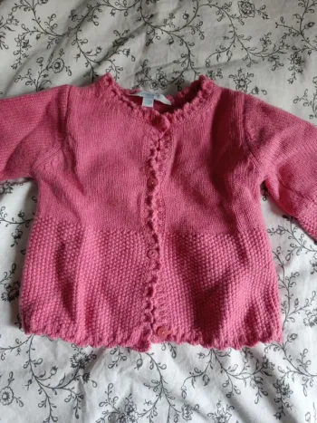 Gilet laine rose fushia Jacadi Paris 3 mois