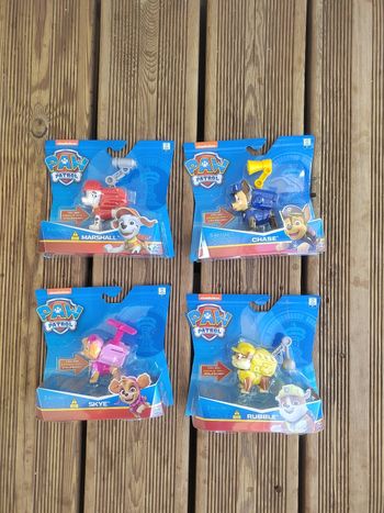 Lot 4 figurines Paw Patrol Pat’Patrouille – Marshall, Chase, Skye, Rubble – Neuf sous blister