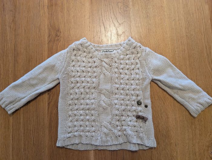 Pull beige fille Pick Ouik 3 ans