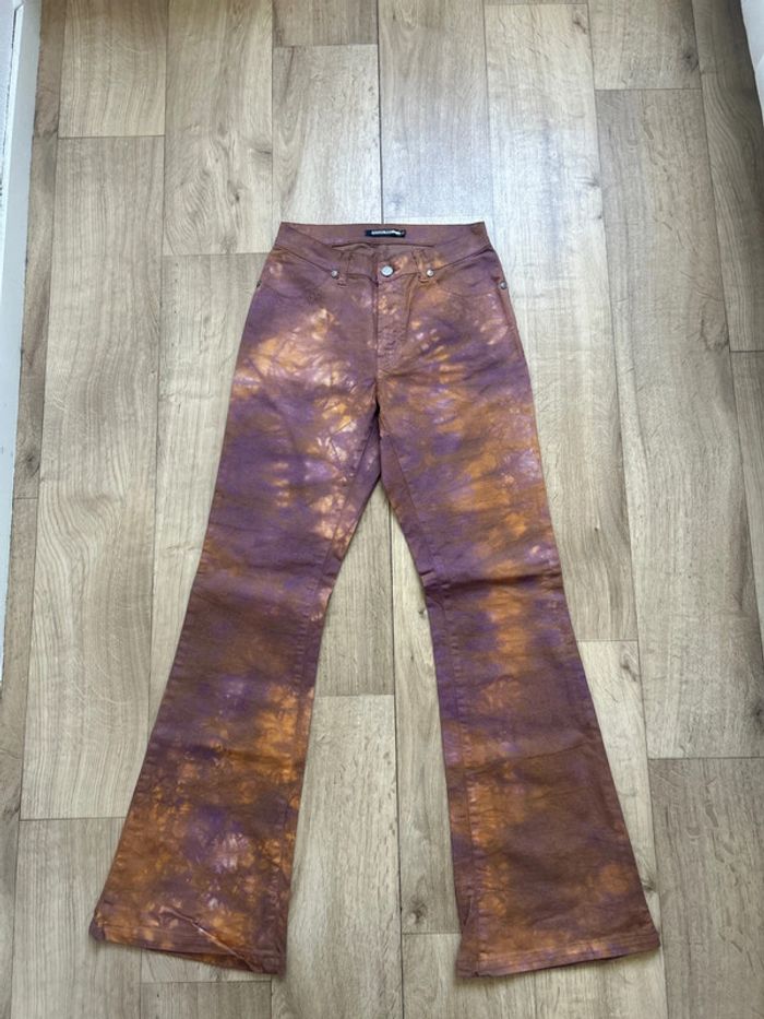 Jean School Rag pattes d’éléphant multicolore leg W28
