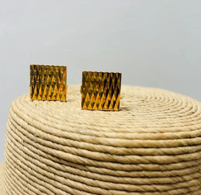 🔥 Paire Boutons de manchettes chic. Plaqué or. - photo numéro 5