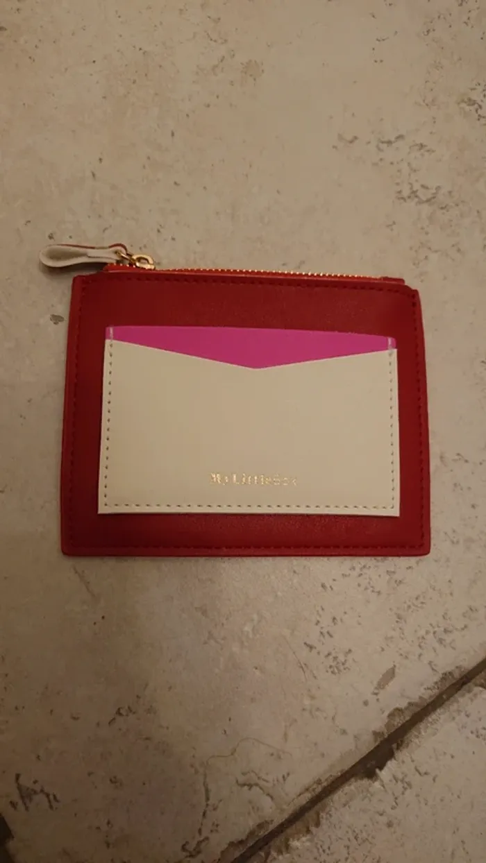 Porte-monnaie / porte-carte rouge, rose et blanc
